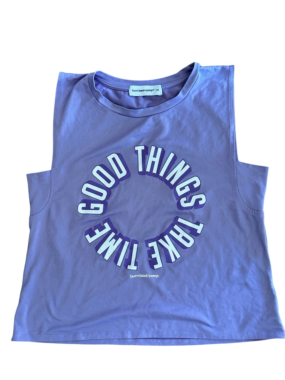 Burn Boot Camp Lavender Graphic Tank Top - Good Things Take Time